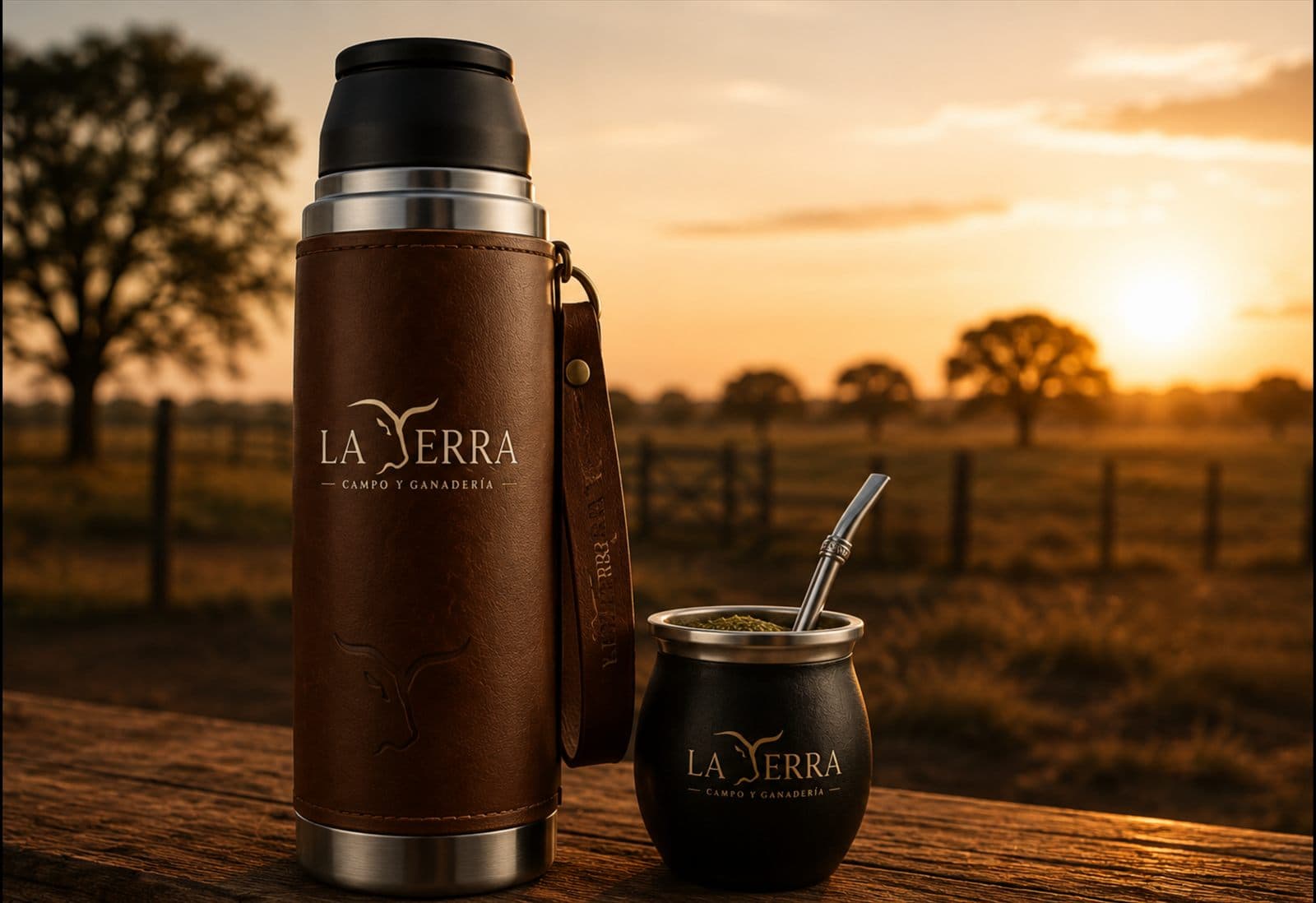 Mate y termo de La Yerra en el campo